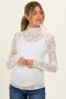 Ivory High Neck Fitted Sheer Lace Maternity Top