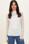 Ivory High Neck Fitted Sheer Lace Top