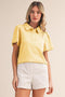 Lemon Yellow Lace Trim Polo Shirt