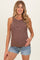 Chocolate Striped Ribbed Knit Maternity Tank Top