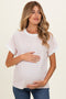 Blush Striped Knit Short Sleeve Maternity Top