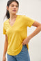 Sunflower Linen Blend V-Neck Short Sleeve T-Shirt