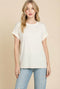 Ivory Rolled Cuff Sleeve Relaxed Fit Tee
