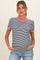Navy Short Striped Puff Sleeve Maternity Top