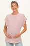 Red Striped Dolman Short Sleeve Maternity Top