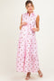 Light Pink Polka Dot Sleeveless Poplin Maternity Shirt Dress