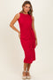 Fuchsia Sleeveless Waist Tie Midi Dress