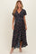 Red Floral Ruffled Hem Wrap Maternity Maxi Dress