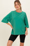 Green Washed Oversized Crew Neck Maternity Top