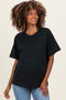 Black Oversized Short Sleeve Crew Neck Maternity T-Shirt