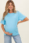 Blue Oversized Short Sleeve Crew Neck Maternity T-Shirt