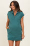 Teal Half Zip Up Mock Neck Maternity Mini Dress