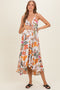 Ivory Floral V-Neck Tiered Hem Maternity Midi Dress
