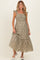 Olive Embroidered Ruffle Strap Smocked Maternity Maxi Dress