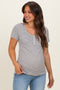 Black Stripe Scoop Neck Henley Maternity Top