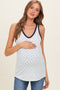 Navy Floral Solid Trim Maternity Tank Top