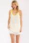 Yellow Floral Solid Trim Tank Top