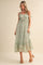 Light Mint Floral Tassel Strap Midi Dress