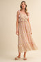 Light Pink Floral Tassel Strap Midi Dress