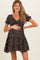 Black Floral Smocked V-Neck Puff Sleeve Maternity Dress