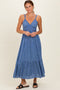Blue Floral Lace Detail Strappy Maxi Dress