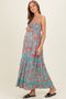 Mint Smocked Bust V Neck Lace Trim Maternity Maxi Dress