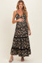 Black Floral Twisted Front Lace Detail Maternity Maxi Dress