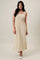 Beige Striped Sleeveless Cutout Maxi Dress
