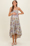 Celedon Smocked Bust Tiered Slight Hi Lo Hem Maternity Maxi Dress