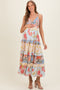 Multi V Neck Twist Front Tiered Maternity Maxi Dress