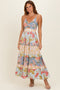 Multi V Neck Twist Front Tiered Maxi Dress