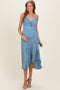 Cornflower V Neck Twist Front Cut Out Side Ruffle Slit Maternity Midi Dress
