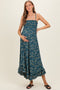 Teal Tie Neck Printed Maternity Sundress
