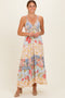 Multicolor Printed Lace Inset Tiered Maxi Dress