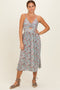 Aqua Floral Twisted Front Cutout Midi Dress