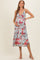 Blue Floral Twisted Front Cutout Maternity Midi Dress
