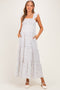 Cream Floral Ruffle Tier Button Detail Maternity Maxi Dress