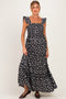 Black Floral Ruffle Tier Button Detail Maternity Maxi Dress