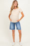 Medium Frayed Hem Maternity Denim Bermuda Shorts