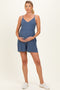 Navy Ribbed Knit Babydoll Maternity Romper