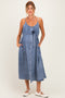 Denim Button Down Maternity Midi Dress