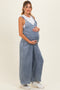 Denim V-Neck Tie Wide Leg Maternity Jumpsuit