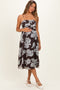 Brown Floral Tie Back Maternity Midi Dress