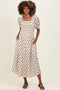 Ecru Polka Dot Smocked Maternity Midi Dress