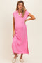 Pink Stitch Detail Collared Maternity Midi Dress
