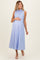 Chambray Button Up Sleeveless Maternity Midi Dress
