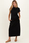 Black Side Tie Short Sleeve Maternity Midi Dress