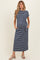 Navy Striped Side Tie Maternity Midi Dress
