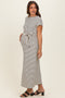 Cream Striped Side Tie Maternity Midi Dress