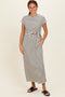 Cream Striped Side Tie Midi Dress